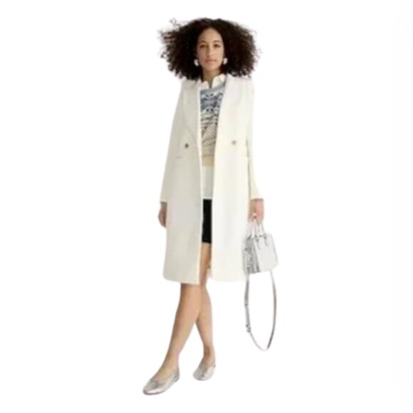 NWT JCrew Mirabelle Top Coat Womens 00 Ivory Cream Italian Wool Cashmere BM546 - Picture 2 of 11